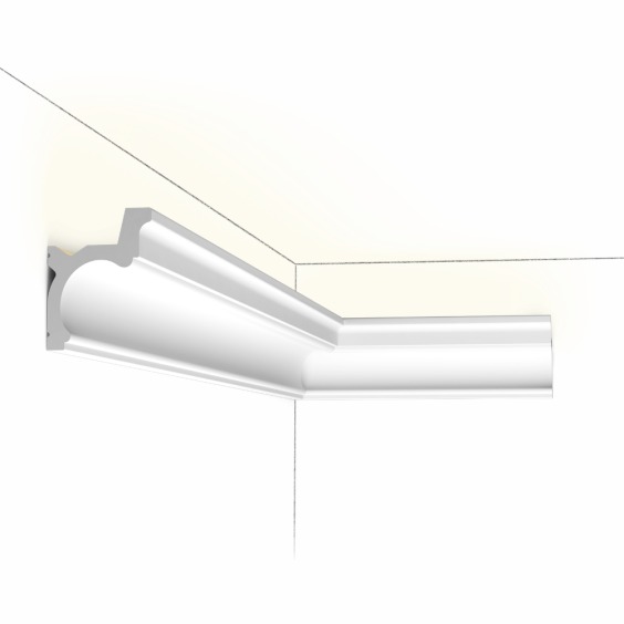 Плинтус потолочный для скрытого освещения C328 Orac Decor из полиуретана, 2000х90х68 мм #1