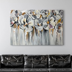 Картина на стену большая на холсте интерьерная "Белые цветы" размер 40 на 60 см