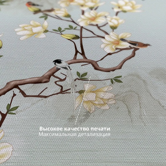 Картина на стену большая на холсте интерьерная "Птицы на ветке" размер 80х50 см #4