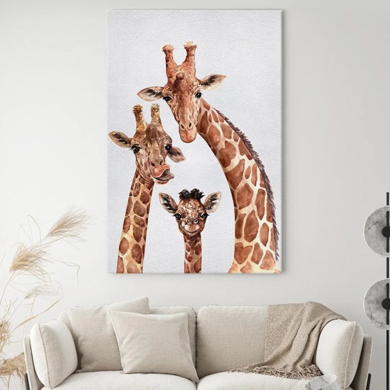 Картина на стену большая на холсте интерьерная "Жирафы", размер 80х50 см #1 Картина на стену большая на холсте интерьерная "Жирафы", размер 80х50 см #1