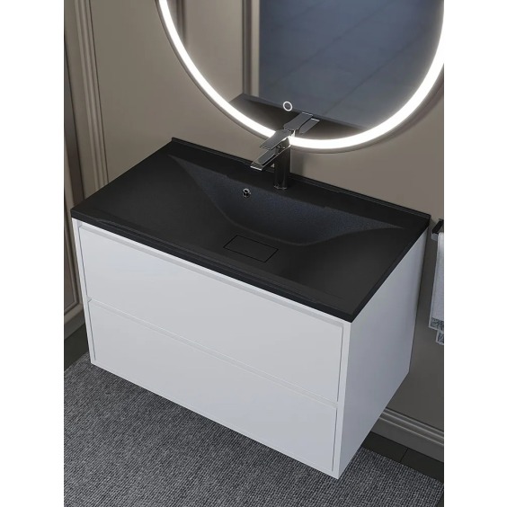 Раковина для ванной кварцевая Uperwood Elen Quartz 80х45х15,8 см, черная матовая, уголь #3