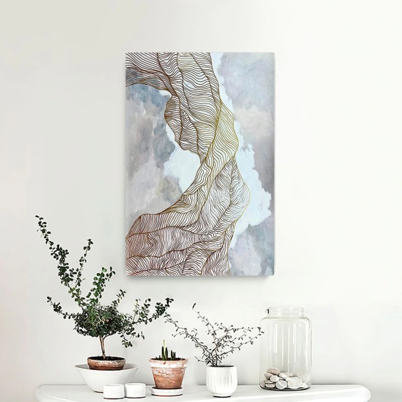 Картина на стену большая на холсте интерьерная "Золотая спираль", размер 90х60 см #1