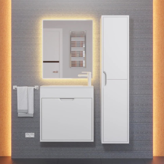 Тумба под раковину для ванной подвесная Uperwood Modul 60х21х60 см, белая матовая #8