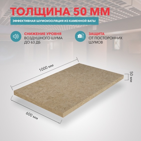 Утеплитель Rockwool Акустик Баттс 1000х600х50 мм, 10 шт. уп #3