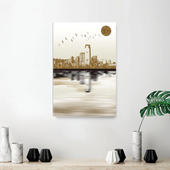 Картина на стену большая на холсте интерьерная "Город на воде", размер 115х80 см #1