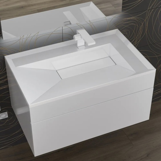 Раковина для ванной Uperwood Lotus Premium 80х50х13 см, белая глянцевая #8
