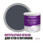 Краска водоэмульсионная для стен и потолков износостойкая матовая Profipaints Silver Interior Vision 2.7л, Графит