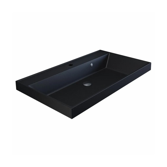 Раковина для ванной кварцевая Uperwood Classic Quartz 80х45х15 см, черная матовая, космос #2