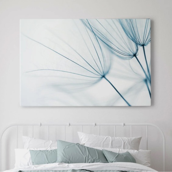 Интерьерная картина "Голубые одуванчики" на холсте, большая, размер 50х80 см #1