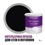 Краска водоэмульсионная для стен и потолков износостойкая матовая Profipaints Silver Interior Vision 9л, Черный