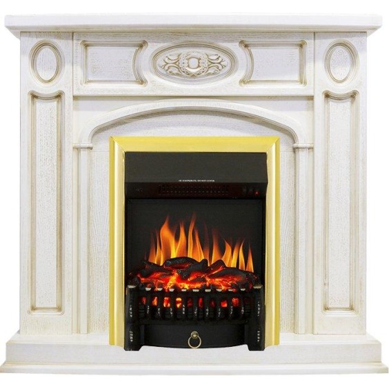 Каминокомплект Florence - Слоновая кость с патиной с очагом Fobos FX Brass #1