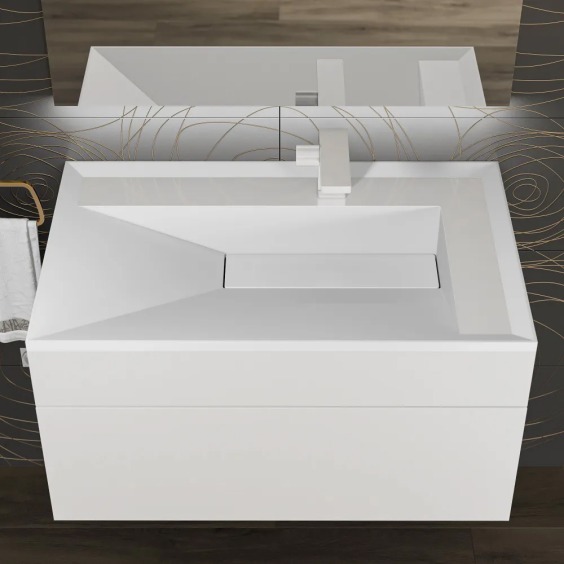 Раковина для ванной Uperwood Lotus Premium 80х50х13 см, белая глянцевая #7