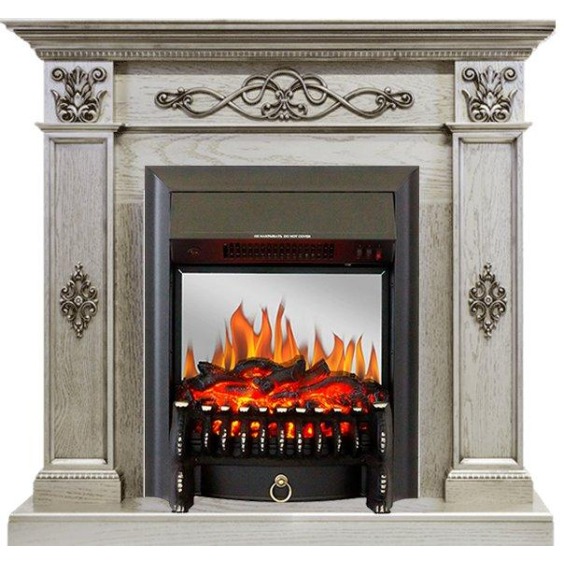 Каминокомплект Derby - Old silver с очагом Fobos FX M Black #1