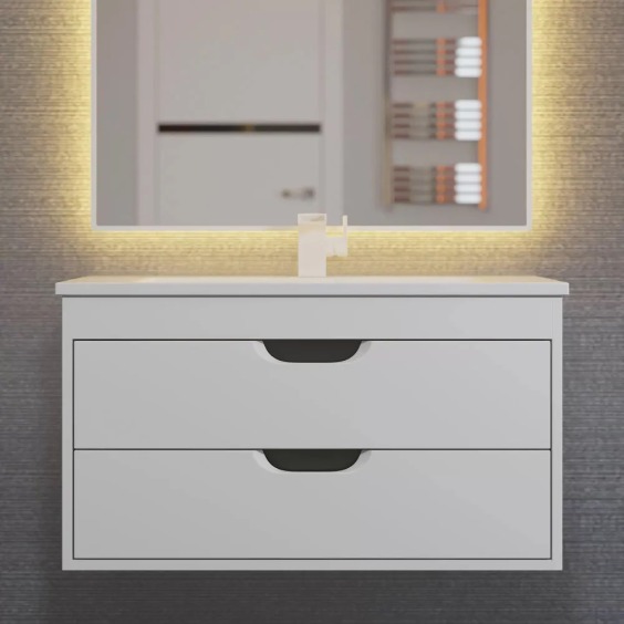 Тумба под раковину для ванной подвесная Uperwood Modul 75х44,4х55 см, белая/графит #11