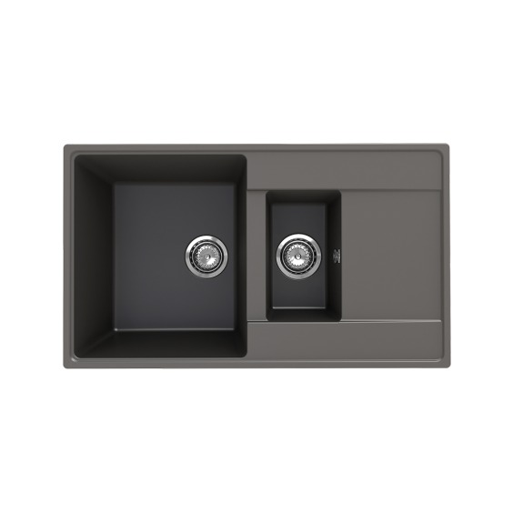 Мойка для кухни кварцевая Ulgran Quartz Prima 860-09, асфальт, 1,5 чаши #1