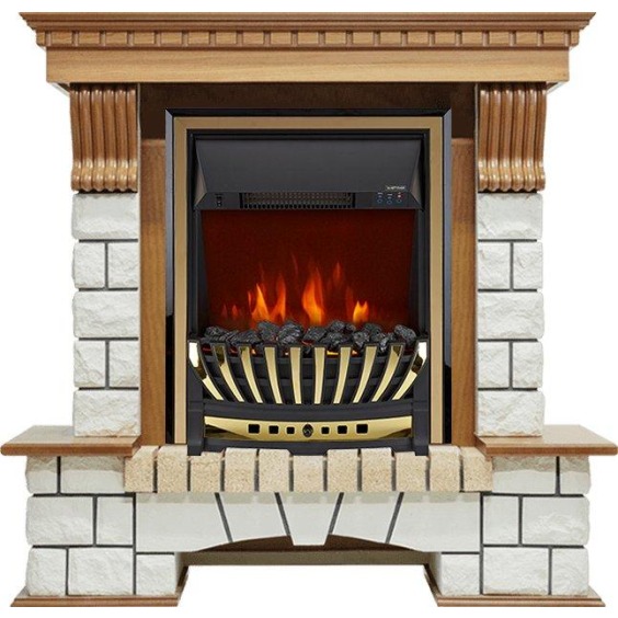 Каминокомплект Pierre Luxe - Дуб / Белый с очагом Aspen Gold #1 Каминокомплект Pierre Luxe - Дуб / Белый с очагом Aspen Gold #1