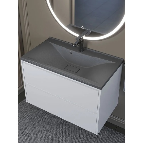 Раковина для ванной кварцевая Uperwood Elen Quartz 80х45х15,8 см, серая матовая, серый шелк #3