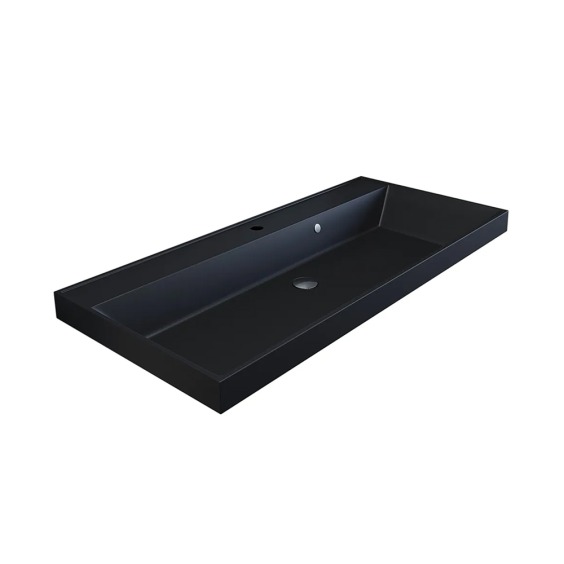Раковина для ванной кварцевая Uperwood Classic Quartz 100х45х15 см, черная матовая, уголь #2