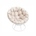 Комплект кресло Папасан без ротанга белое, бежевая подушка