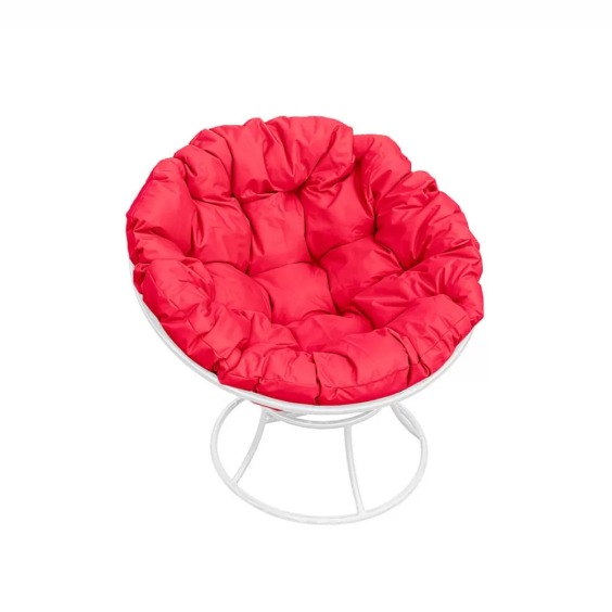 Комплект кресло Папасан без ротанга белое, красная подушка #1 Комплект кресло Папасан без ротанга белое, красная подушка #1