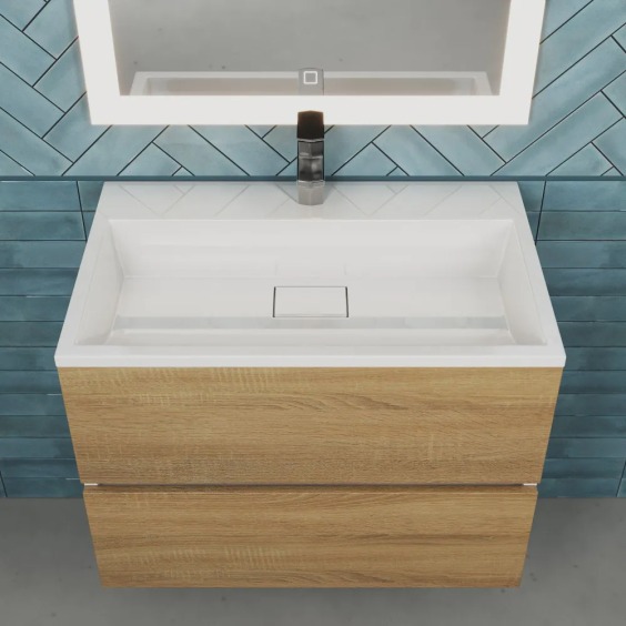 Тумба с раковиной для ванной подвесная Uperwood Barsa 70х45х57 см, белая/дуб сонома, раковина белый глянец #10