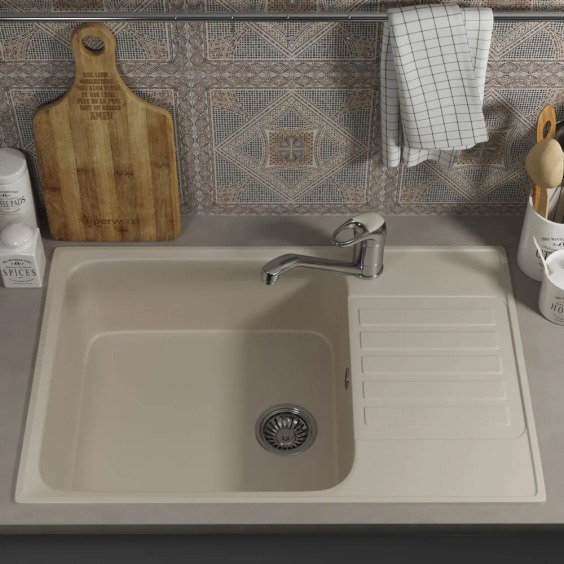 Кухонная мойка из искусственного камня Uperwood UPD-400, прямоугольная, цвет лён #4