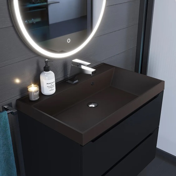 Раковина для ванной кварцевая Uperwood Classic Quartz 70х45х15 см, коричневая матовая, трюфель #3