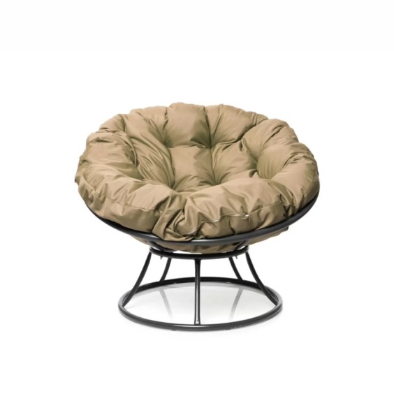 Комплект кресло Папасан без ротанга черное, бежевая подушка #2