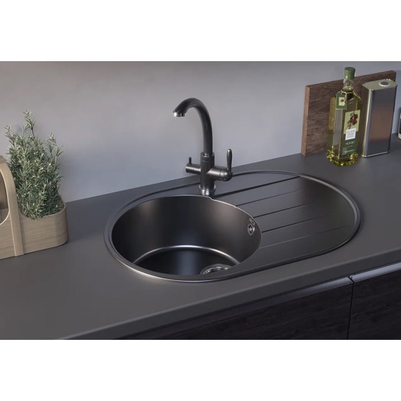 Мойка для кухни кварцевая Ulgran Quartz Nora 750-09, асфальт #2