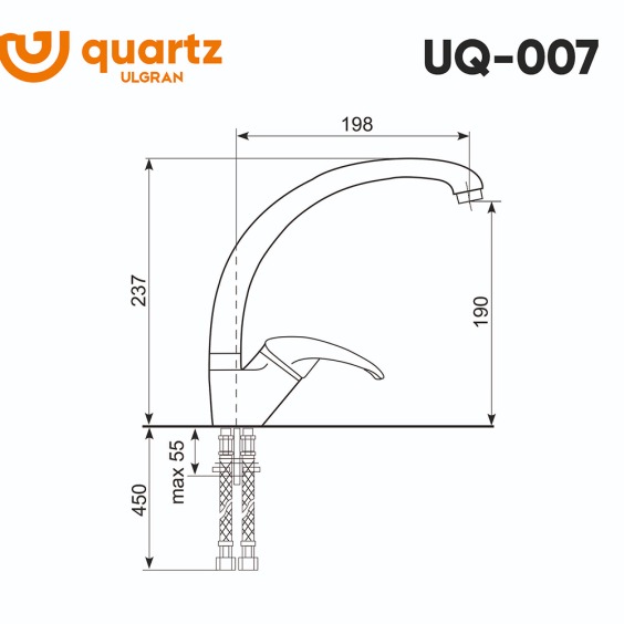 Смеситель для кухни Ulgran Quartz UQ-007 (05, бетон) #2