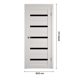 Дверное полотно Atum 7 Bianco со стеклом Black Gloss, 800х2000 мм