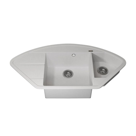 Кухонная мойка кварцевая Uperwood Quartz UPD-06-01, угловая двухсекционная, белая #1
