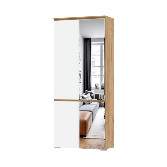 Шкаф Гретта 2С2ЗР Крафт золотой-Белый (прихожая) #1