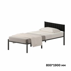 Комплект Лофт кровать 80х190 черная с черным чехлом тк 04