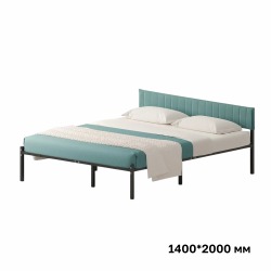 Комплект Лофт кровать 140х200 черная с зеленым чехлом тк 07
